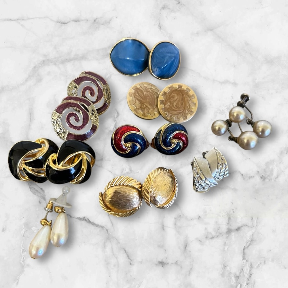 Vintage Earrings Jewelry Lot Classic Grandma